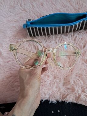 Zenni Transparent Light Pink Round Glasses - Oreo Zipper Bag Included! So Cute!